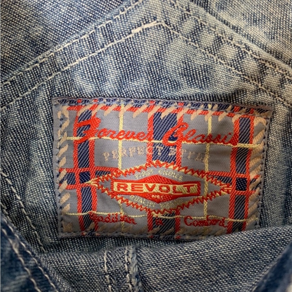Deadstock Vintage Revolt Jeans Blue Denim Overalls with Stripe Accents - Picture 11 of 11
